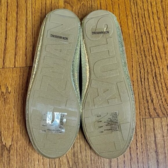 STUART WEITZMAN: YOUTH GIRLS 'FANNIE GLITZ' CHAMPAGNE GOLD FLATS-SIZE 3 **NEW** - Picture 2 of 2